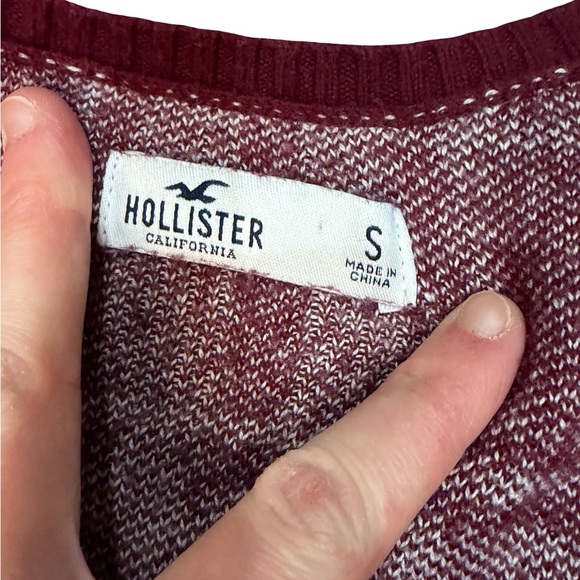 ♥️ Hollister Burgundy White Plaid Cropped Cardigan Size S - Picture 6 of 11